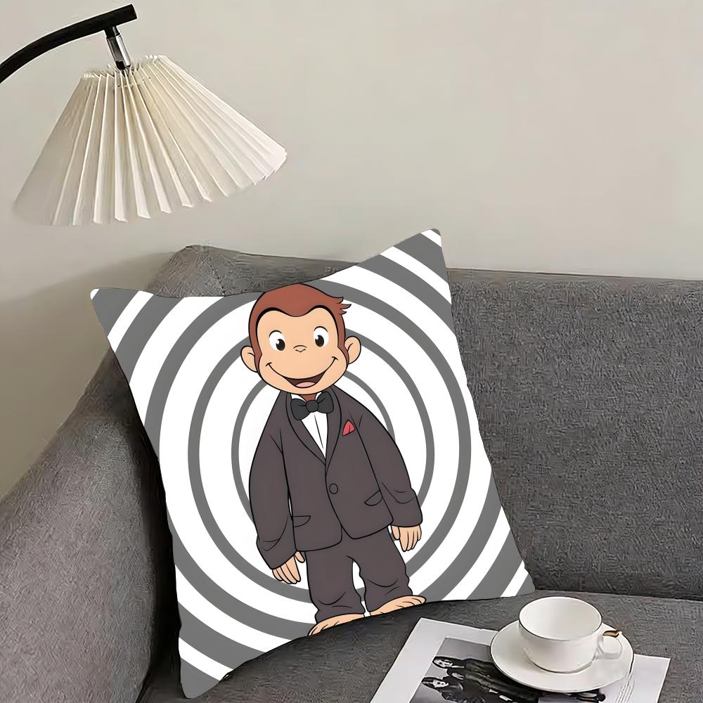 CCurious GGeorge Cartoon Cushion Cover Pillowcase Ultra Soft Skin Friendly Fabric Cloud Like Comfort Concealed Zipper