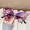 Butterfly sunglasses, UV400 protective frameless sunglasses, sparkling crystal decoration, suitable for parties, vacations, and street wear