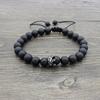2018 New Frosted Black Agate Bracelet with Micro-inlaid Zirconia Crown Accents