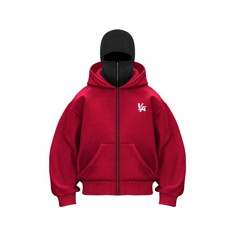 

Trendy Brand Velvet Double Hat Unique Design Hooded Sweatshirt for Autumn and Winter, New Unisex Loose Y2K Sweatshirt XXXL червоний