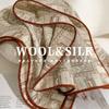 Elegant Beige Paisley Silk Wool Scarf Women Lightweight 60x60cm Square Shawl Winter All-Season Wear