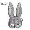 Nightclub Dance Mask Disco Mirror Rhinestone Rabbit Mask, Sparkly Glitter Bunny Face for Halloween Party, Shiny Reflective Ear Festive Cosplay