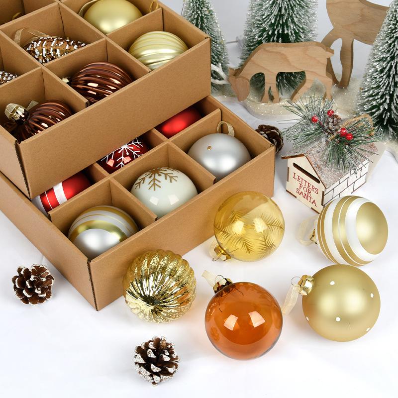 Christmas Decoration Painted Glass Decorative Balls Christmas Tree Ornaments Hanging Balls Round Balls 9 Pieces in a Box 8CM