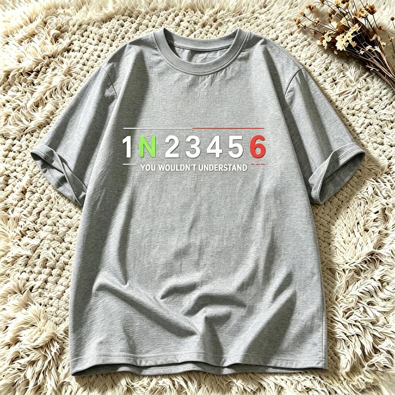 Unisexual Transmission Gear 1n23456 Graphic T Shirt Cotton Unisex Auto Lover O Neck Cotton Short Sleeve Daily Wear Tee Y2k Top