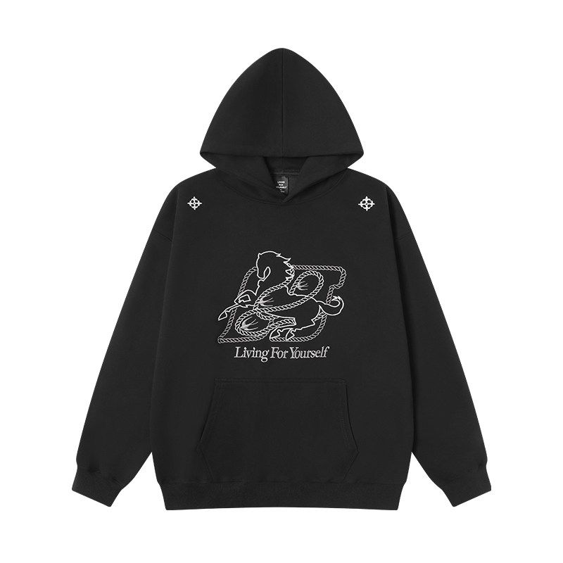 Jungle Tiger 2026 New Year Horse Embroidery Hooded Sweatshirt for Men and Women, New Chinese Style Year of the Horse Zodiac Year Clothing