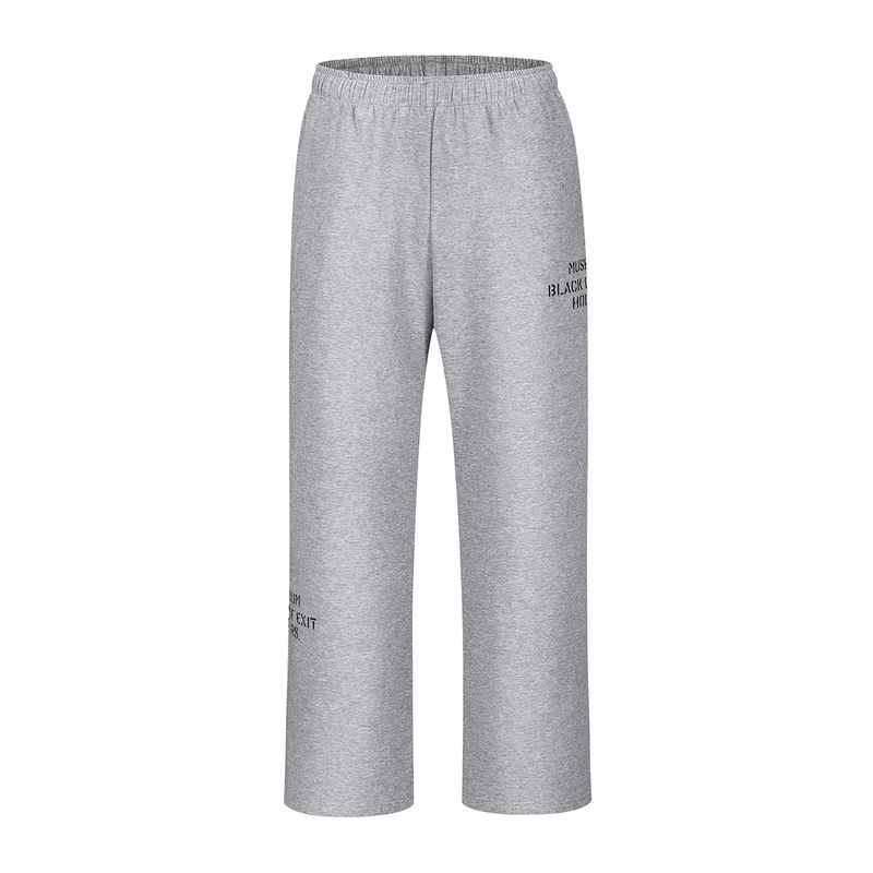 

Black of Exit American Street Style Printed Air Layer Wide-Leg Sweatpants with Drape Effect Straight-Leg Casual Pants for Men and Women Gray L