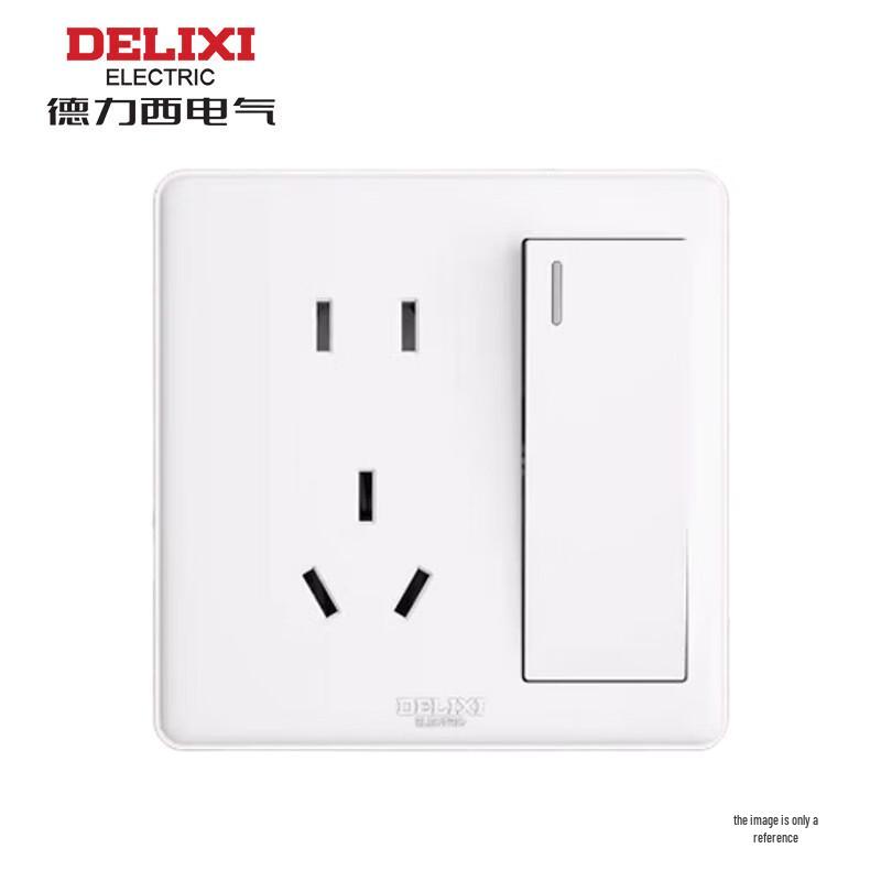 DELIXI CD815 Series 10A 5-Hole Socket with 1-Gang 2-Way Switch