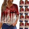 Women's Fashion Casual Three-quarter Sleeve Halloween Letters Print Top