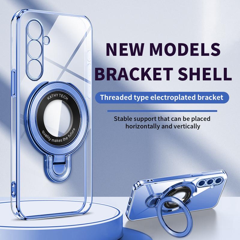 Luxury Transparent Plating Magnetic Bracket Case For Samsung A16 A06 A56 A26 A36 A55 A15 A35 A54 A24 A34 A14 A05S Stand Cover