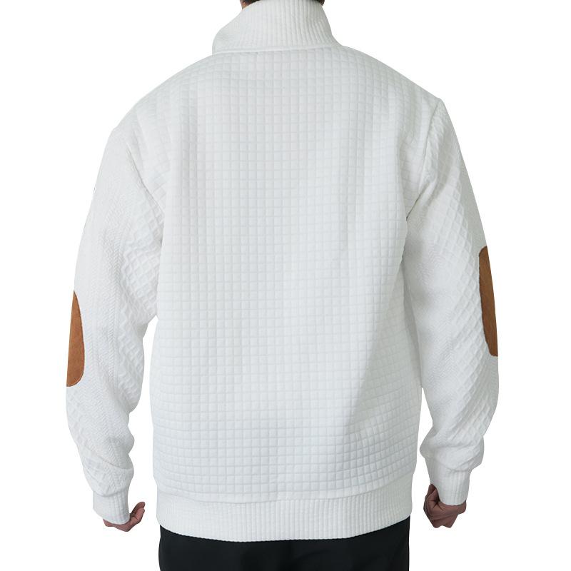 New Versatile Daily Business Spring And Autumn Men'S Men'S Standing Collar Long Sleeved Casual Outdoor Hoodie Jacquard Knitted Sweater