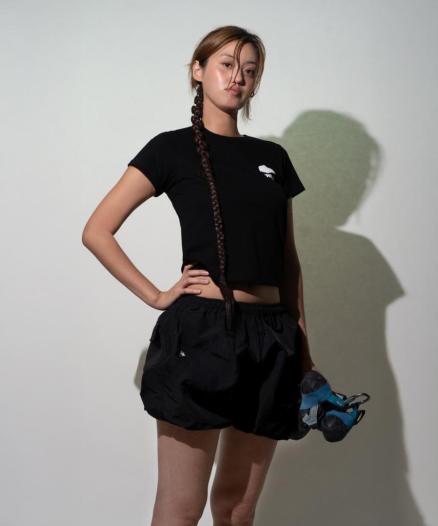 WHILE Half Balloon Climbing Pants Summer Hiking Shorts With Drawstring (Coal Black)