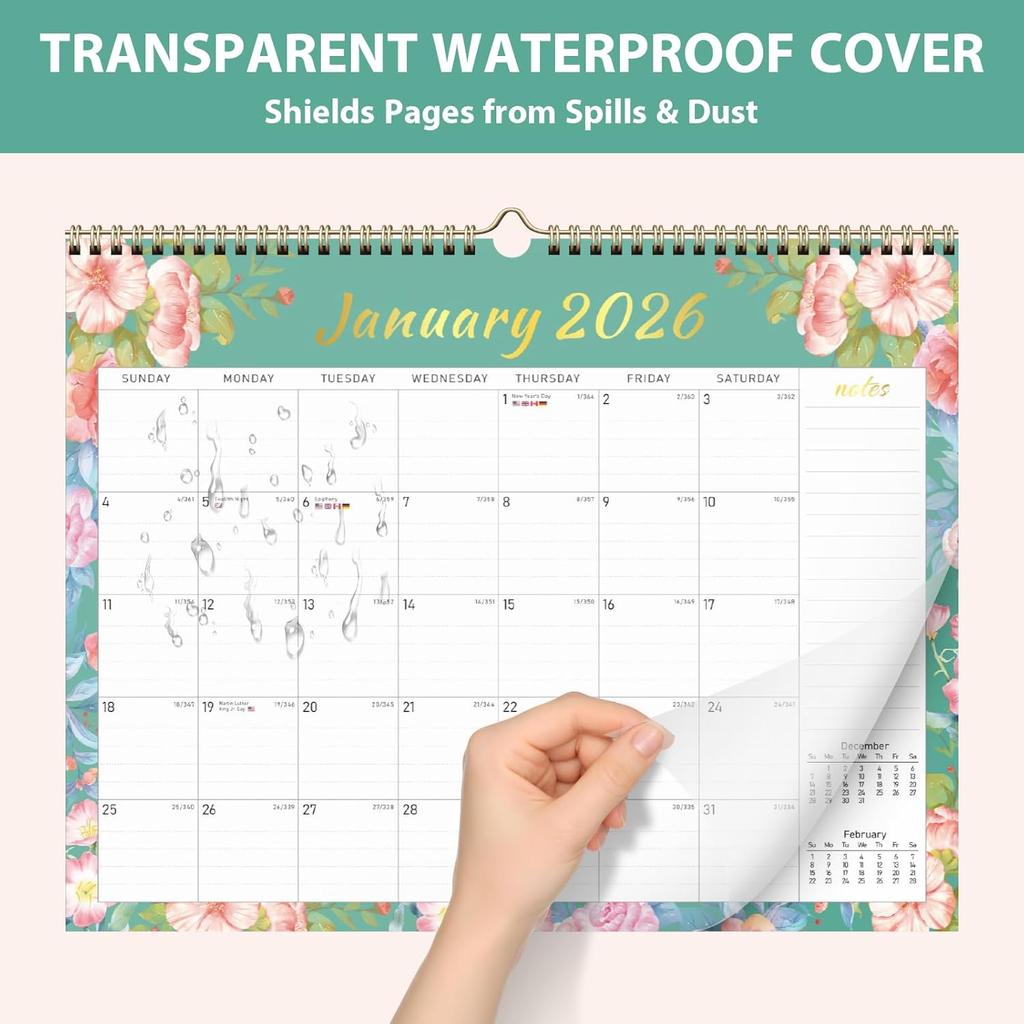 2026 Wall Calendar, Monthly Wall Calendars, Jan 2026 - Jun 2027, Desk Planner (8.5" x 11"), Hanging for Home, School, Office Supplies