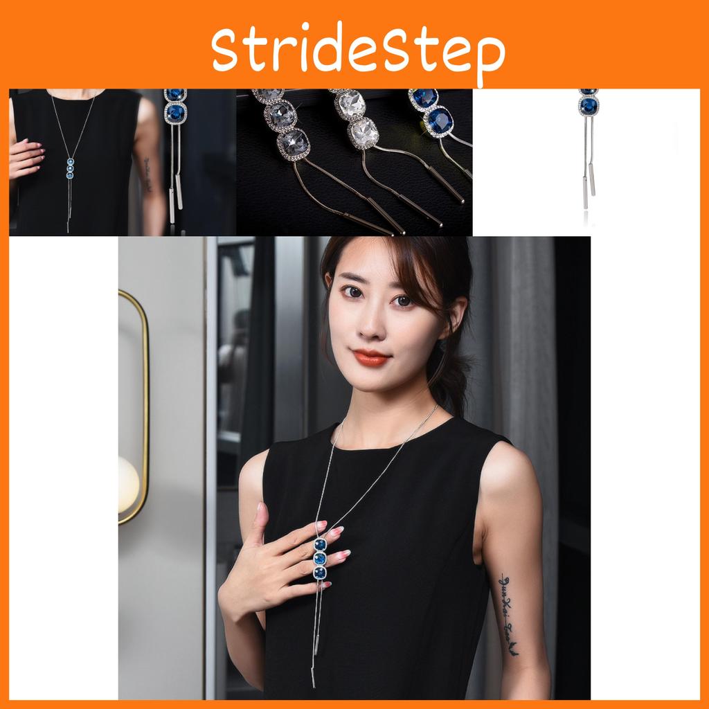 Chic Alloy Long Necklace For Women With Stunning Waterfall Crystal Pendant In Geometric Shape