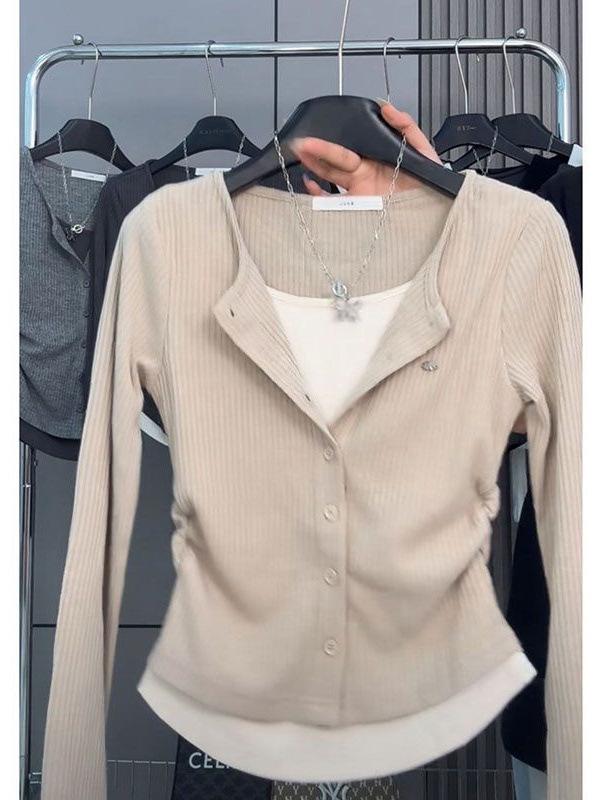 Women's 2024 Retro Slimming Two-Piece Long Sleeve T-Shirt