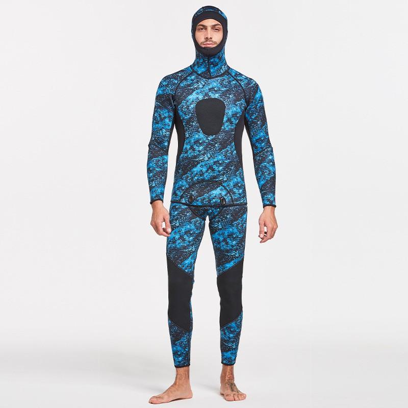 5mm Camouflage Spearfishing Vest Top Thick Hooded Warm Wetsuit Men