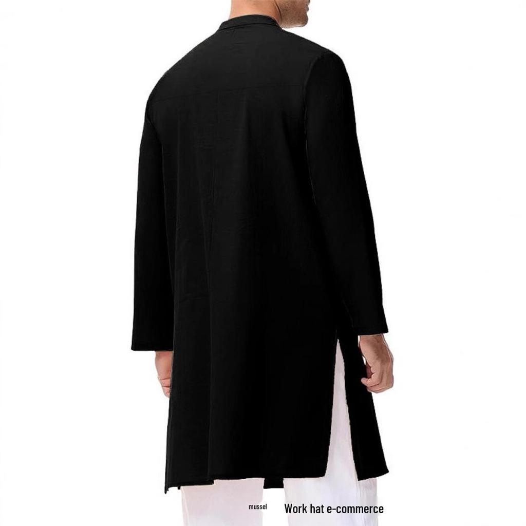 Ανδρικό Απλό Μακρυμάνικο Πουκάμισο Αραβικού Στυλ (Μουσουλμανική Ρόμπα) - Συλλογή 2025