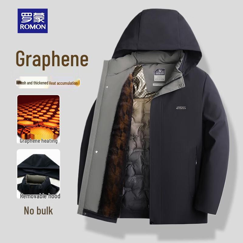

ROMON Мужская зимняя утепленная куртка с графеном, утолщенная, со съемным капюшоном 5XL