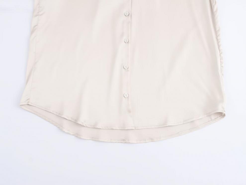 European & American High Street Style Silk Satin Long-Sleeve Shirt