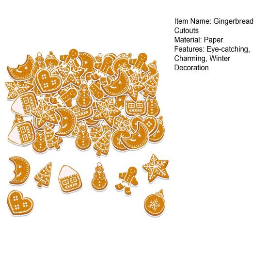 100 Pcs Christmas Gingerbread Cutouts Winter Paper Gingerbread Men Bulletin Board Decorations