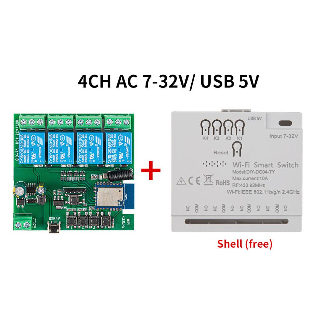 

Tuya Wifi RF Home Electrical Appliance 5V 12 V Breaker On-Off Controller Module Pointing Self-locking Cellphone APP Remotely