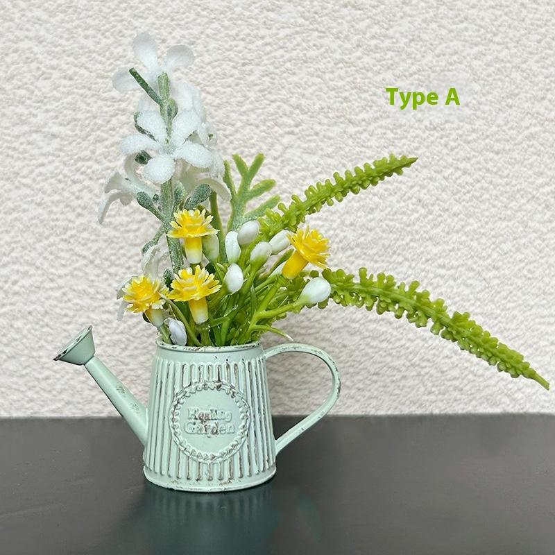 

1 шт. Мини-кофейник Стиль Композиция Домашний Декор 1:12 ретро цветочных композиций в горшках, сплав, ваза для цветов, аксессуары для DIY A1