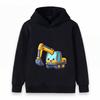 Cute Cartoon Excavator Print Kids Hoodie Soft Casual Pullover Sweatshirt for Boys Girls Daily Wear