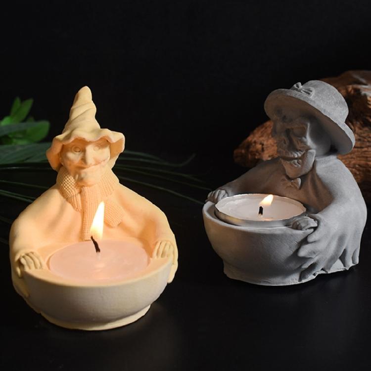 Multipurpose Witch Skull Candle Mould Sturdy Silicone Crafting Tool for Home Decoration and Holidays