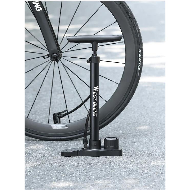 WEST BIKING Bicycle Pump 160PSI Road Mountain Bike Steel Air Pump with Gauge Presta Schrader Valve Tire Inflator Cycling Tools