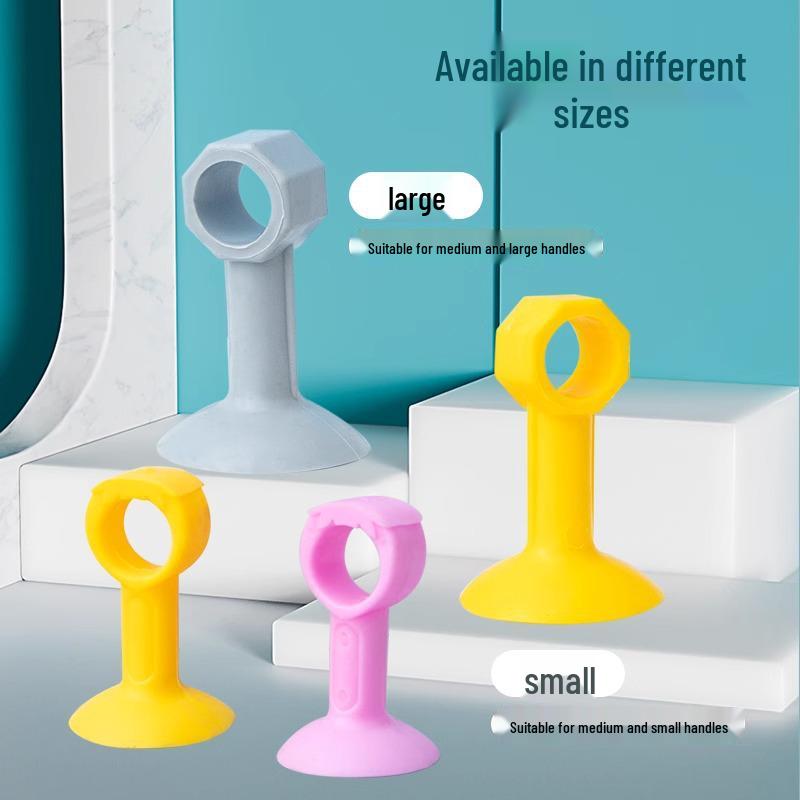 Silicone Punch-Free Door Stopper: Anti-Collision Pad and Handle Bumper for Bathroom and Toilet Doors