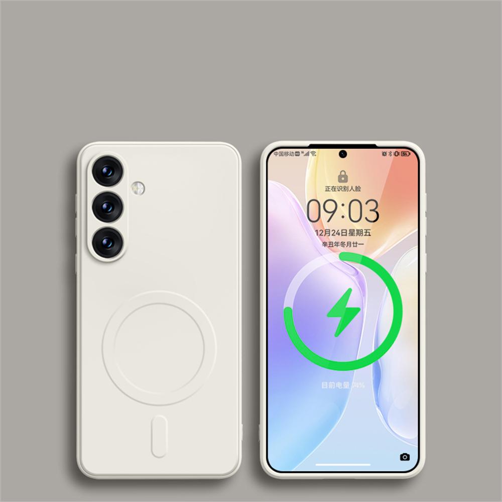 Τετράγωνη μαγνητική ασύρματη θήκη φόρτισης υγρής σιλικόνης για Samsung Galaxy S24 Ultra S23 FE S22 S21 Plus Magsafe Αντικραδασμικό κάλυμμα