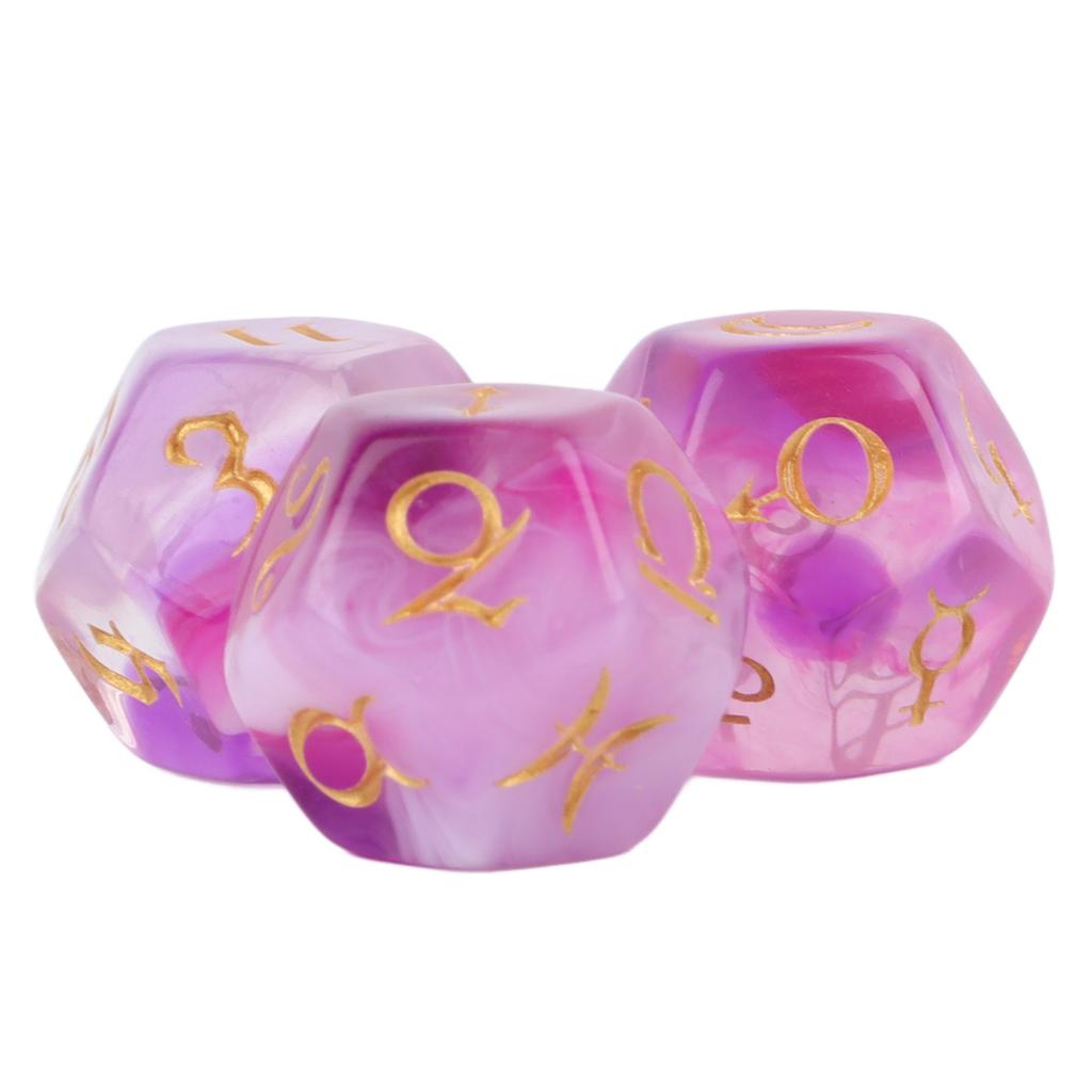 3PCS 12 Sides Dice Set 4 Color Waterproof Wear Resistant Acrylic Lightweight Portable Polyhedral Dice for Table Game