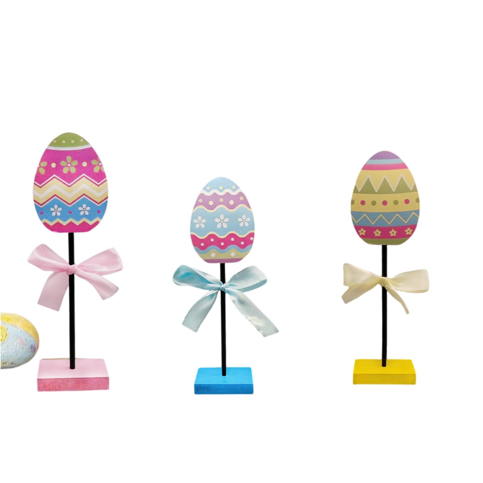 

3-piece Set Of Easter Egg Colored Bow Decoration Desktop Decoration With Festive Atmosphere One Size