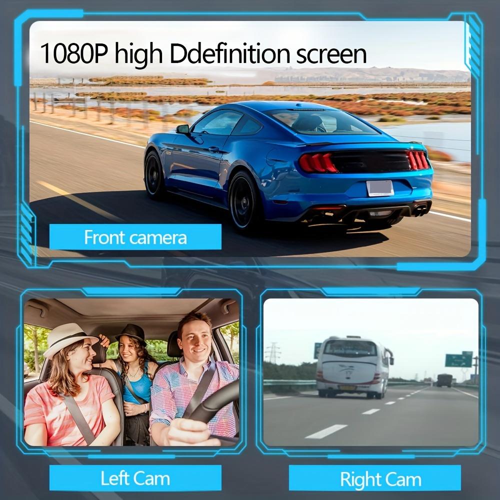 New 3 Channel Dash Cam Video Recorder Three Lens Front Back Left Car Camera with Rear View DVR 1080P Monitor Black Box Car Accessories