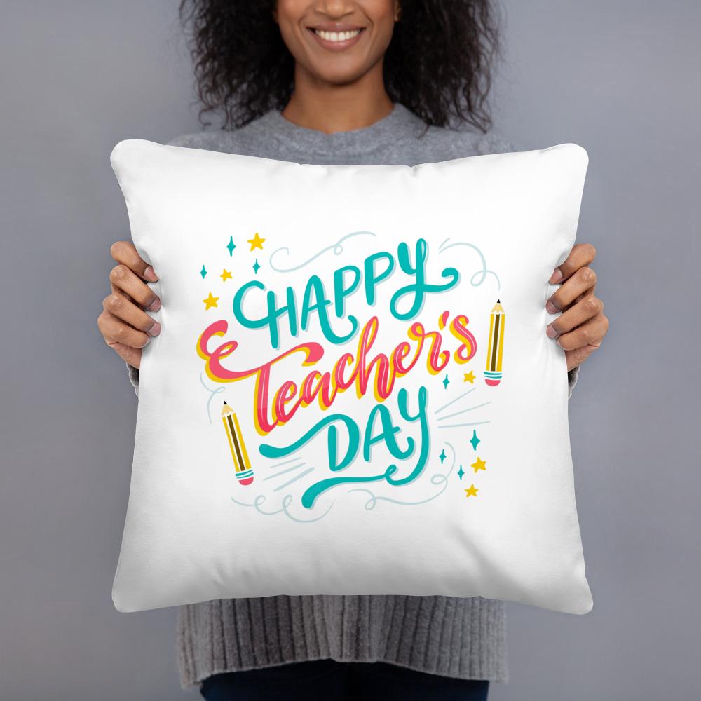 Happy Word Teacher's Day Square Pillow Case Teacher's Day Gift Pillow Case Sofa Cushion Cover Bedroom Party Decoration