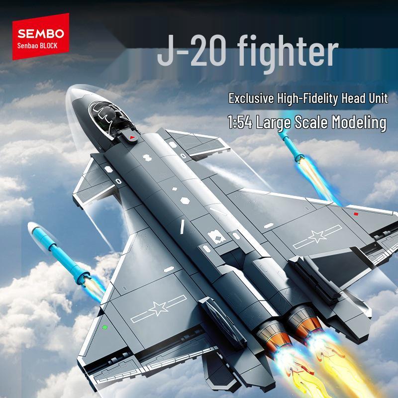 Sengbao J-20 Stealth Fighter 50 Model Building Blocks - Children's Educational Toy