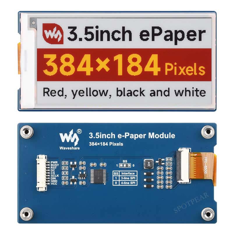 Raspberry Pi 3.5 inch e-Paper link (G) RYBW 384x184 For Arduino / Jetson Nano / STM32 Waveshare 3.5inch e-Paper(G)
