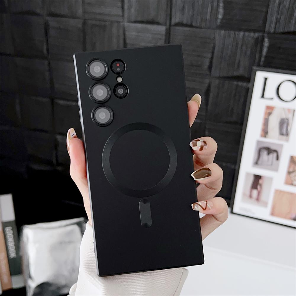 For Magsafe Magnetic Wireless Charging Case For Samsung S24 S23 S22 S21 S20 S20FE S23FE Note 20 Ultra Plus TPU Soft Back Cover