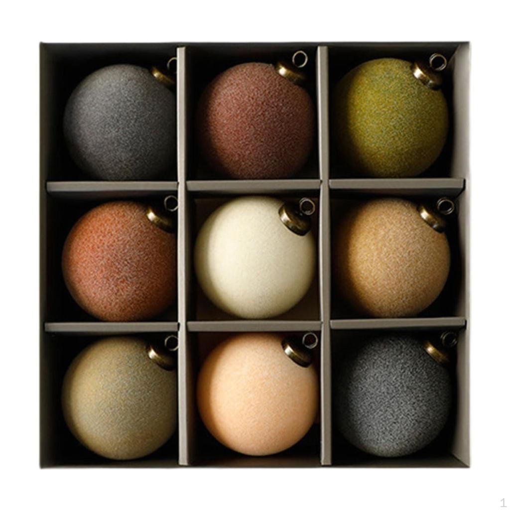 9 Piece Set of Christmas Tree Ornaments for Holiday Decor