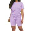Women's 2 Piece Casual Sports Solid Color Suit Short Sleeve Top And Pants Set