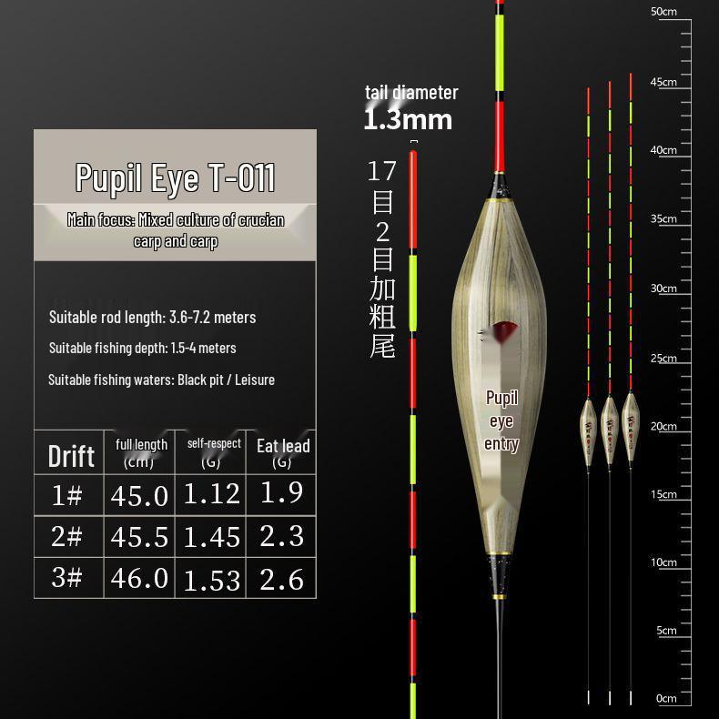 High Sensitivity Eye Black Fishing Float: Super Eye-Catching, Thickened Tail for Light Bite Crucian Carp Fishing