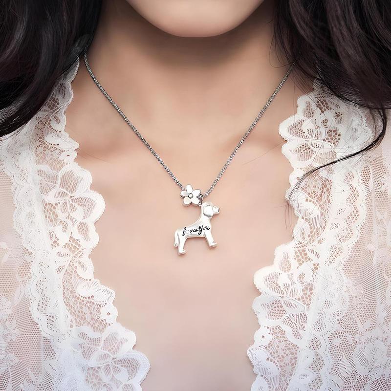 Simple puppy flower pendant necklace niche design sense fashion collarbone chain versatile light luxury high-end jewelry women