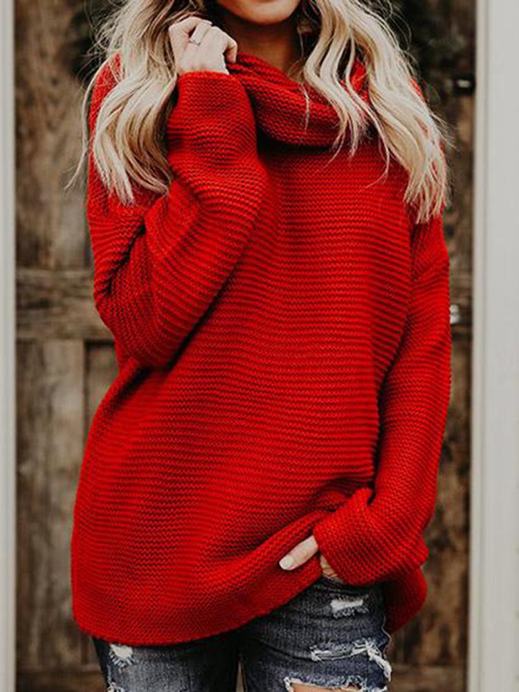 2026 Autumn/Winter Women's Thick Yarn High Neck Long Sleeve Knit Pullover Sweater