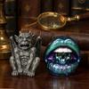 Durable Resin Craft Ornaments Halloween Decoration, Skull Ghost Mouth Gnome Figurine for Home Decorations For Table Tiered Tray, Cute Spooky
