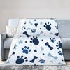Dog Paw Print and Bone  Flannel Blankets Winter  Warm Soft Throw Blanket  Living Room Pattern Bedspread Sofa Bed Cover