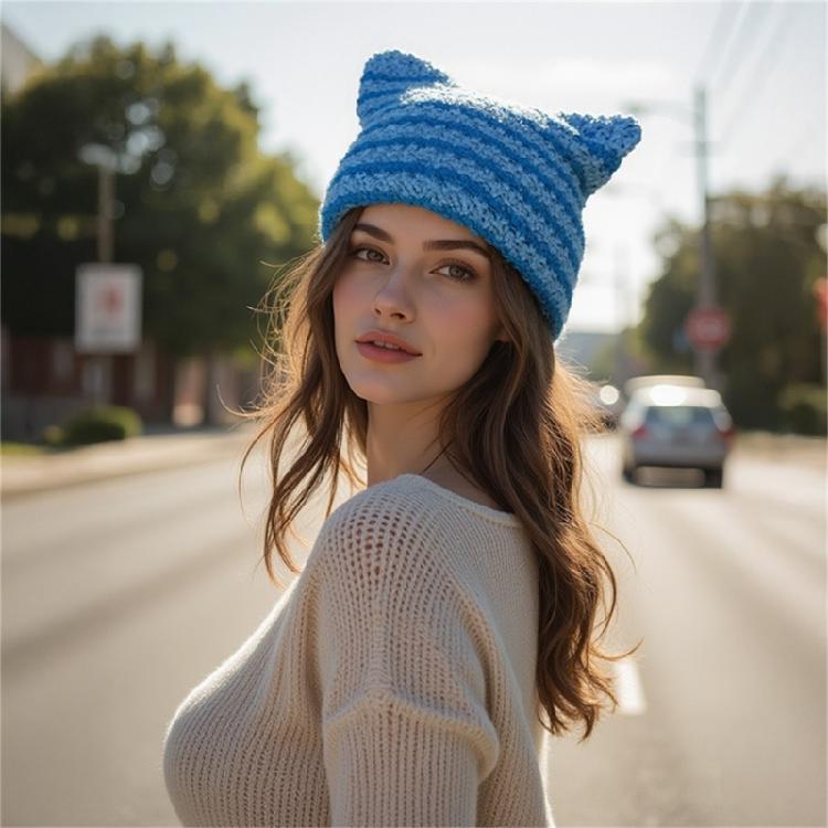 Einzigartige gestrickte Teufelshüte Minimalistische tragbare Hüte Atmungsaktive modische Hüte für Freizeit-Outfits und Treffen