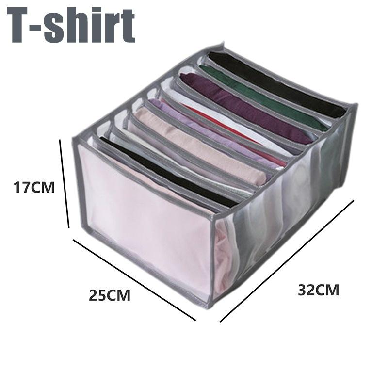 6/7/9/11 Grids Washable Jeans Compartment Storage Box Closet Clothes Drawer Mesh Separation Box Stacking Pants Storage Artifact