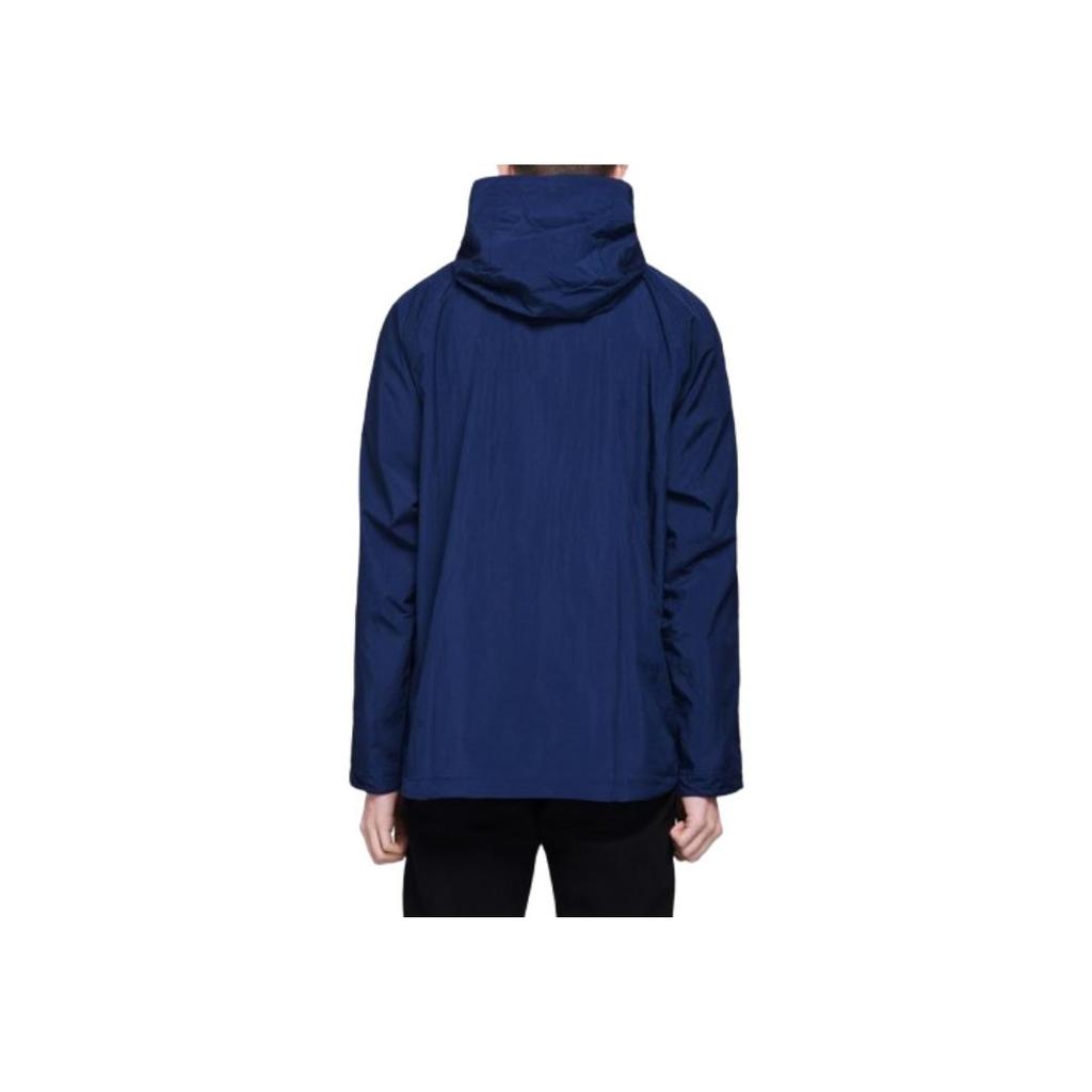 Adidas Originals Trefoil Small Logo Sport Windproof Half-Zip Hooded Jacket Men Jackets Navy DU7856