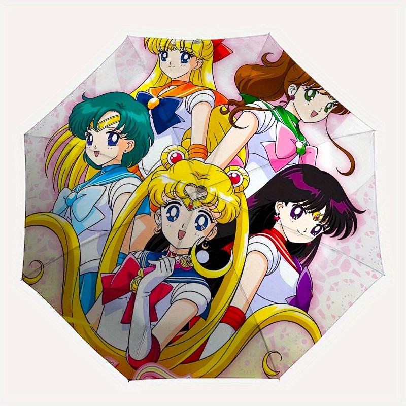Sailor Moon Anime Umbrella with Iconic Characters - Open/Close, & Self-Opening Umbrella Suitable for All Seasons, Compact Umbr