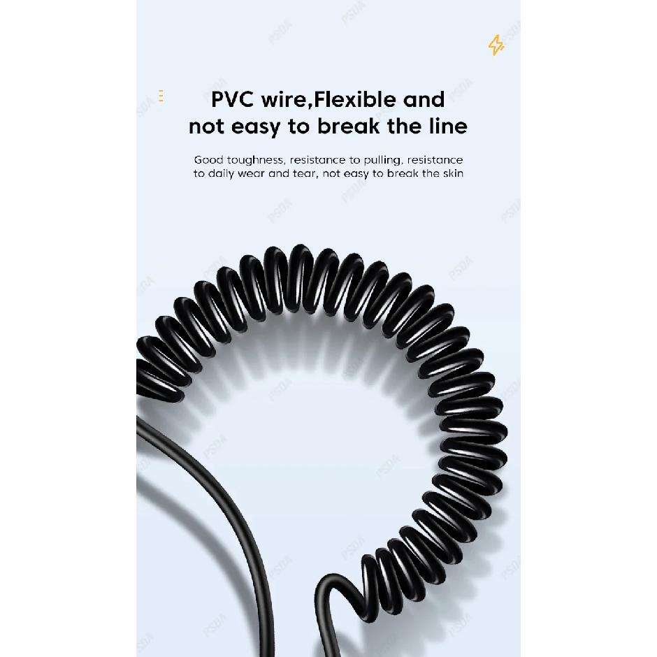 3 in 1 66W 6A Fast Charging USB Type C Cable Micro USB Spring Car Charger For iPhone Xiaomi  Samsung Phone Charger Cord