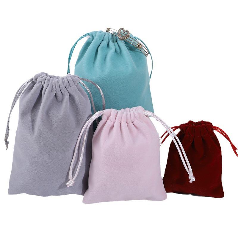 Black Velvet Drawstring Jewelry Pouch